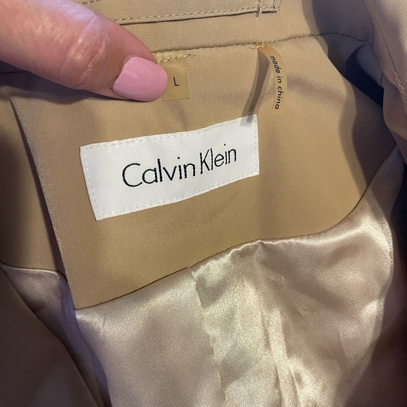 Calvin Klein Belted Double Breasted Trench Coat, Rain Coat in Natural, Large - Picture 10 of 15